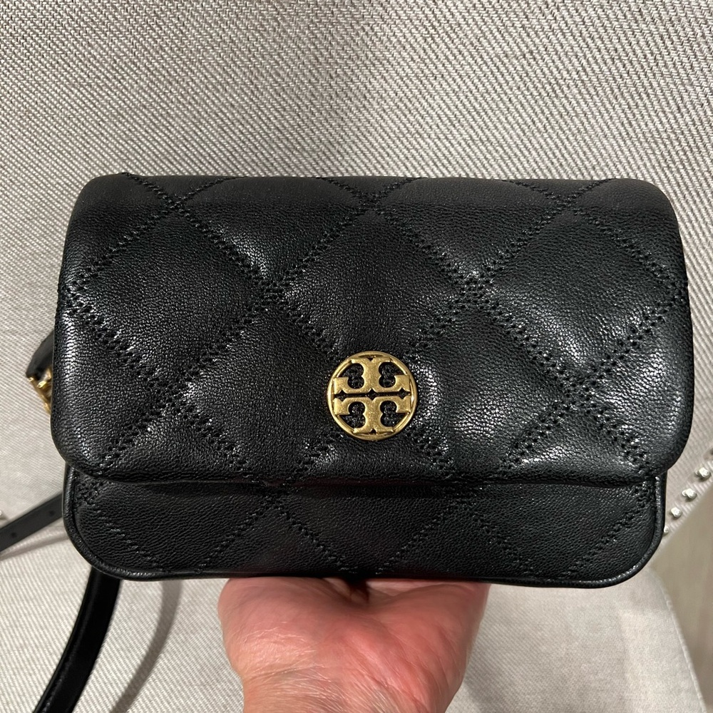 Tory Burch Black Quilted Mini Bag